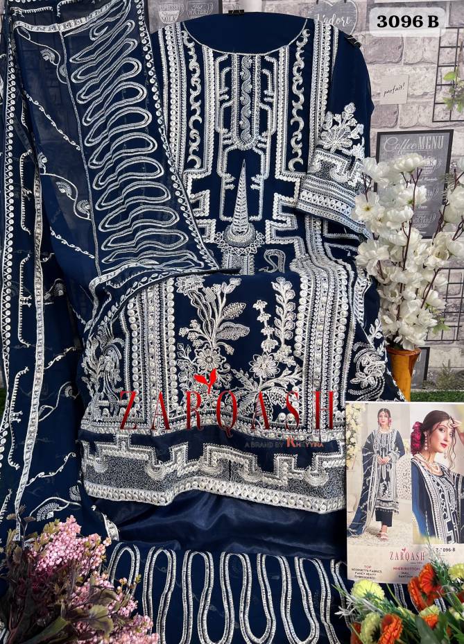 Z 3096 By Zarqash Embroidery Georgette Pakistani Suits Wholesale Price In Surat